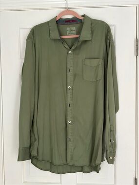 Tommy Bahama Olive Green Men's Button-Down Shirt - Classic Long Sleeve - XXL